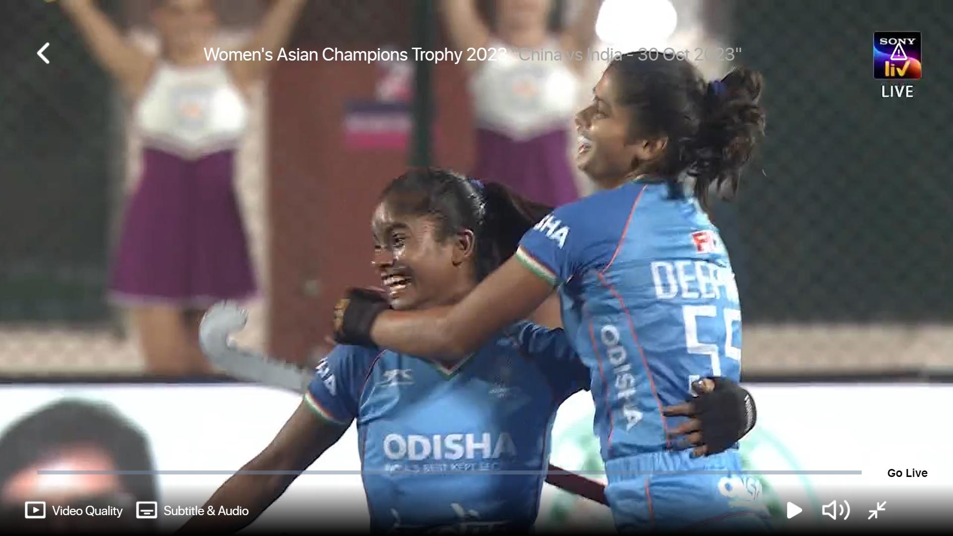 Deepika and Sangita Kumari celebrate a goal