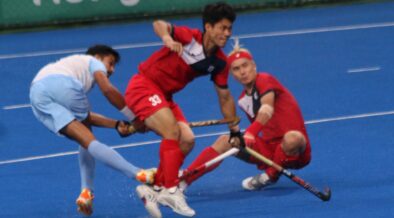Abhishek scoring the goal
